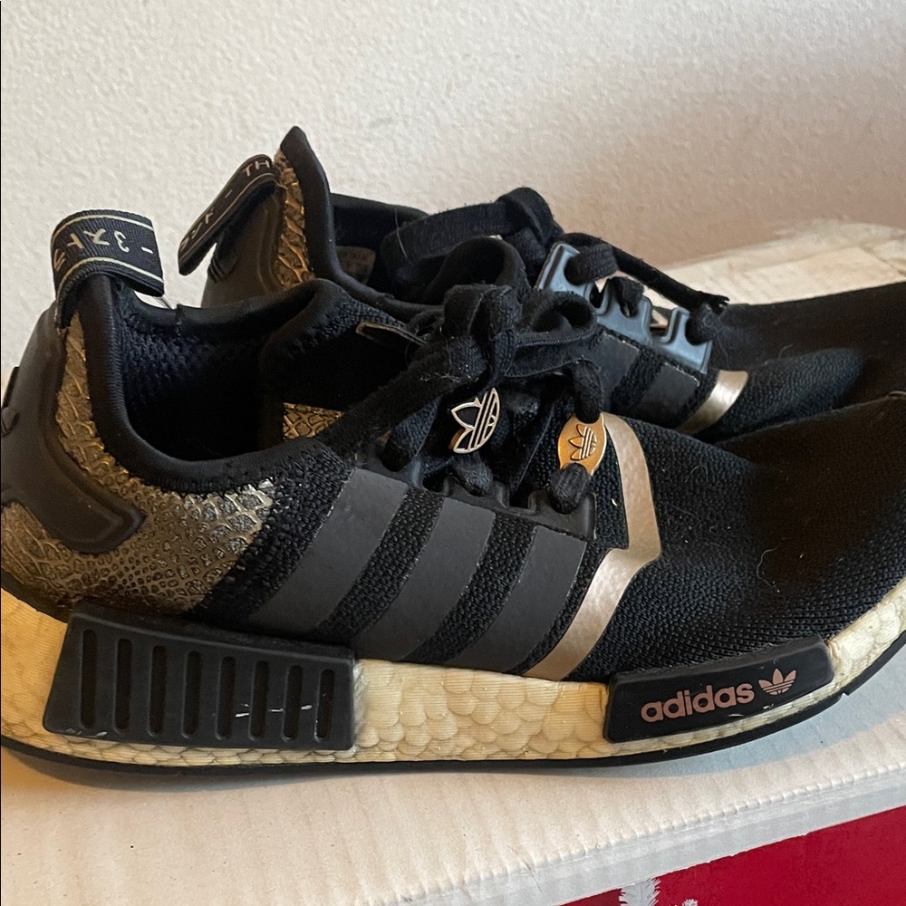Adidas Kids Black and Gold Sneakers